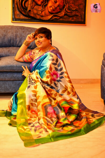 Munga Tussar Hand  painted Saree
