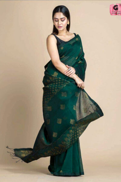 Organic Linen Handloom Jamdani Sarees