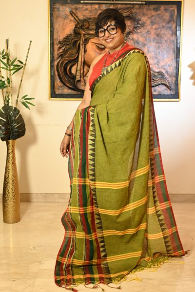 Khadi Cotton Temple Border saree