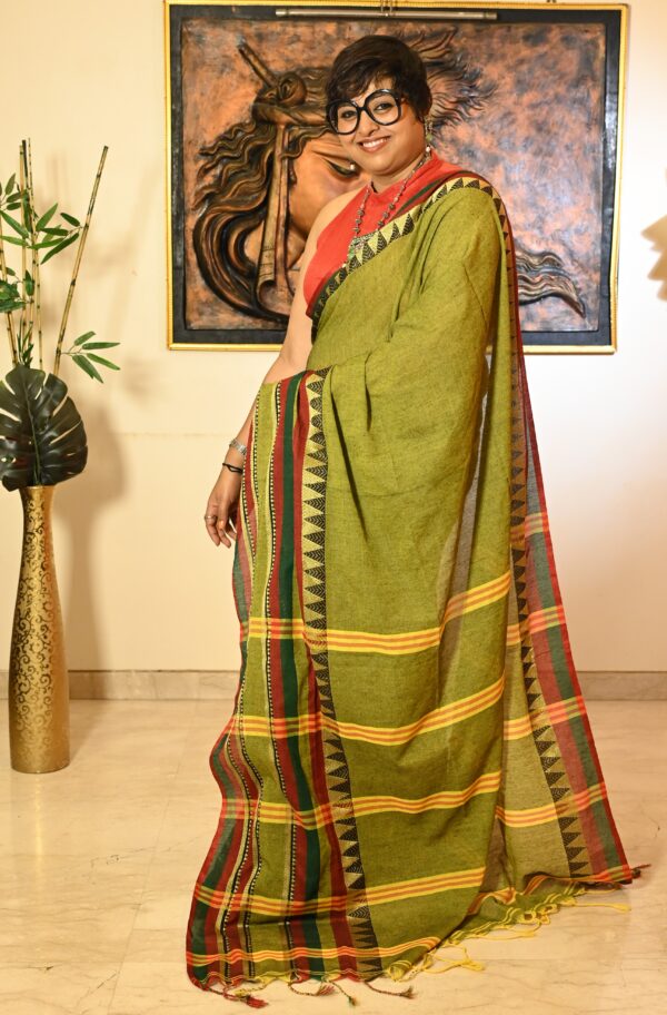 Khadi Cotton Temple Border saree - Image 2