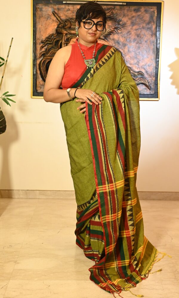 Khadi Cotton Temple Border saree